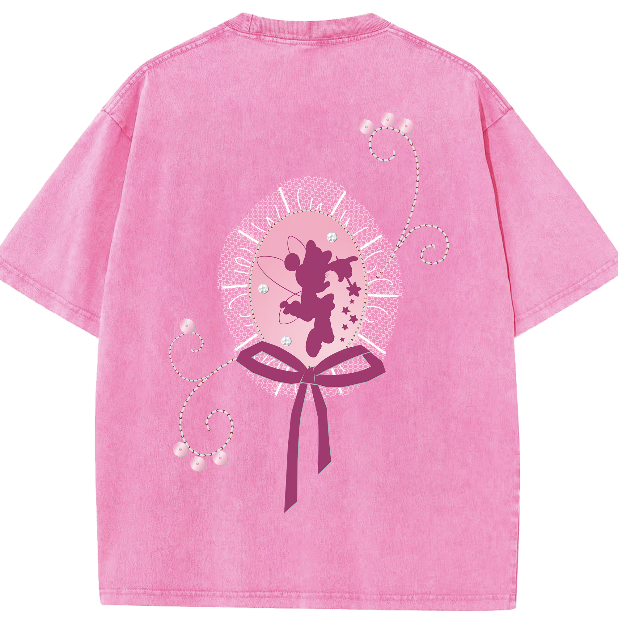 （画像用） ミッキーマウス Mickey Mouse 綿100% ヴィンテージ風 半袖Tシャツ（背面プリント）
